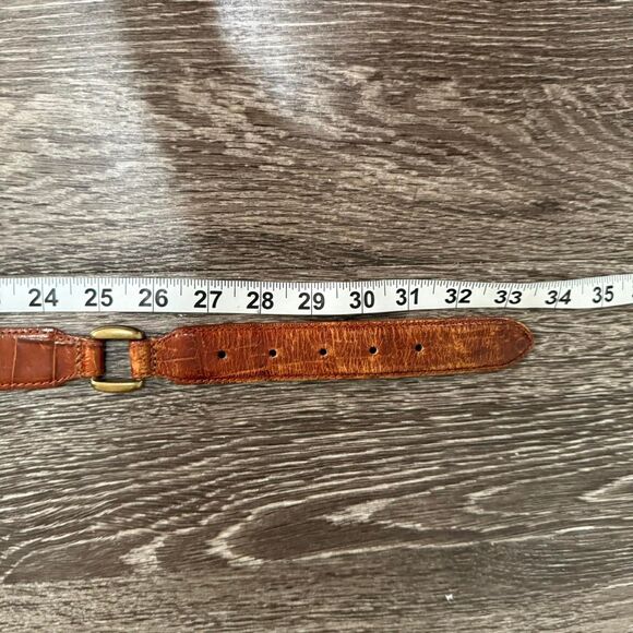 Retro Fossil 90s Vintage Brown Italian Leather Belt with Brass Buckle - Picture 8 of 8